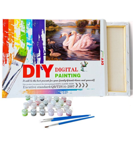 ערכת ציור לפי מספרים DIY - ברבורים באגם | Digital Painting