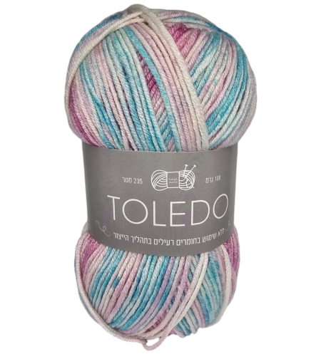 חוט טולדו TOLEDO ורוד-טורקיז 100גרם