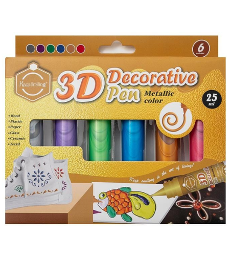 סט צבעי טוליפ תלת מימד מטאליים 3D – 6 צבעים × 25 מ