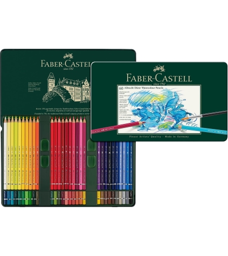 סט עפרונות צבעי מים קופסת פח – 60 עפרונות  Faber-Castell Albrecht Dürer
