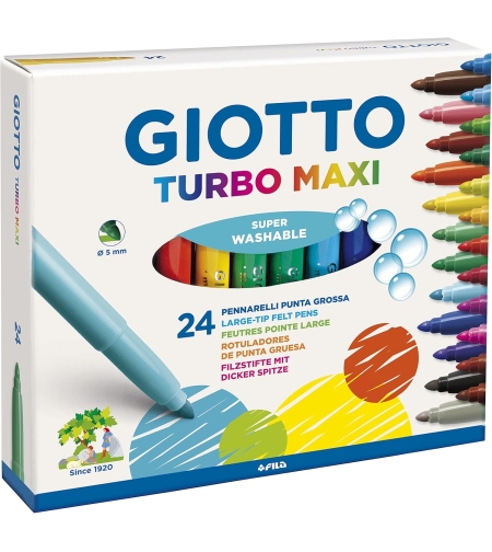 סט טושים רחיצים 24 גוונים עזים Giotto Turbo Color