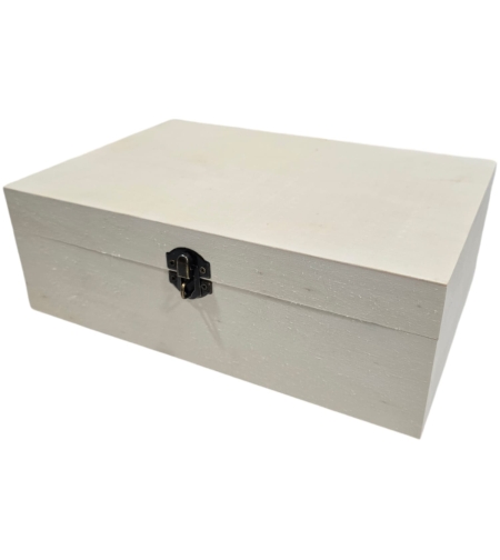 קופסת עץ מלבנית עם סוגר למנעול - 21x15x7.5 ס