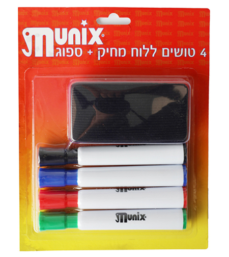 סט 6 טושים ללוח מחיק- MUNIX-ראש עגול