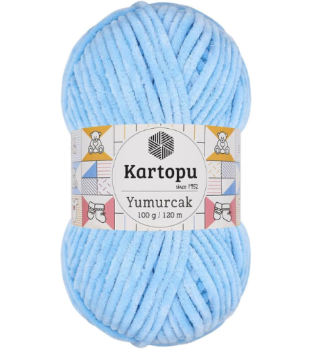 חוט קטיפה לסריגה Kartopu Yumurcak – צבע תכלת