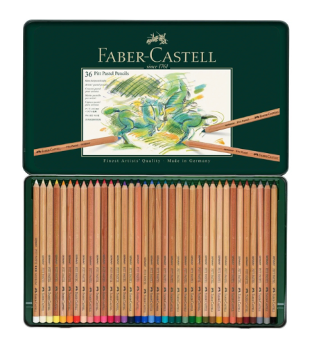 סט עפרונות פסטל קופסת פח 36 עפרונות  Faber-Castell Pitt