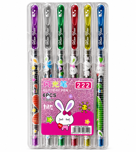 סט עטי ג'ל מנצנצים 6 יחידות Glittery Pen