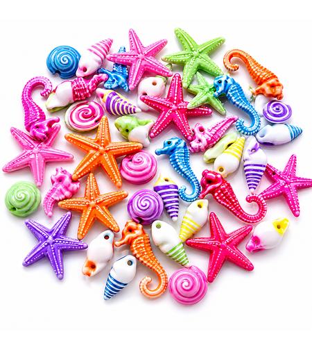 סט חרוזי ים צבעוניים לתכשיטים ויצירה – Ocean Theme Charms Beads Mix 100PCS