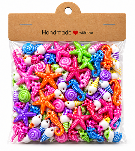 סט חרוזי ים צבעוניים לתכשיטים ויצירה – Ocean Theme Charms Beads Mix 100PCS