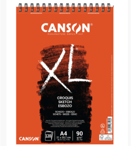 סקצ'בוק לרישום וסקיצות  120 דפים, נייר 90 גרם -Canson XL Croquis Sketch A4