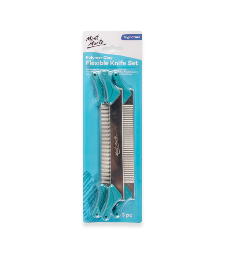 סט סכיני מתכת גמישות לחימר פולימרי 3 חלקים Mont Marte Polymer Clay Flexible Knife Se