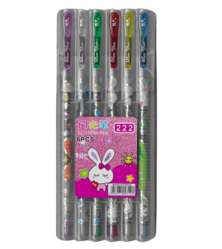 סט עטי ג'ל מנצנצים 6 יחידות Glittery Pen