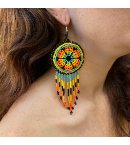 Mexican beaded earrings - peyote