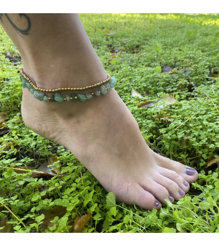 Double beaded anklet - lake