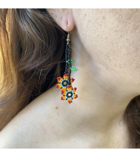 Mexican beaded earrings - twins