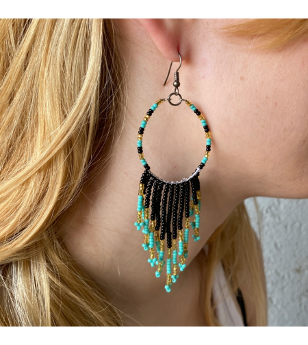 Mexican beaded earrings - forest