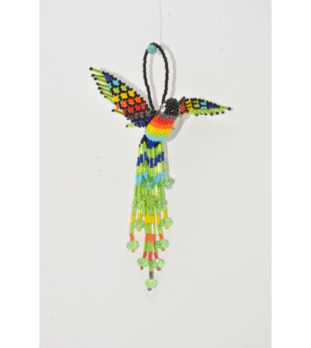 Beaded hummingbird - black with rainbow