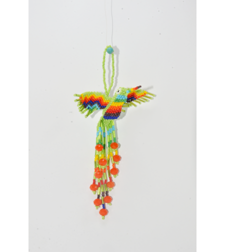 Beaded hummingbird - green with rainbow