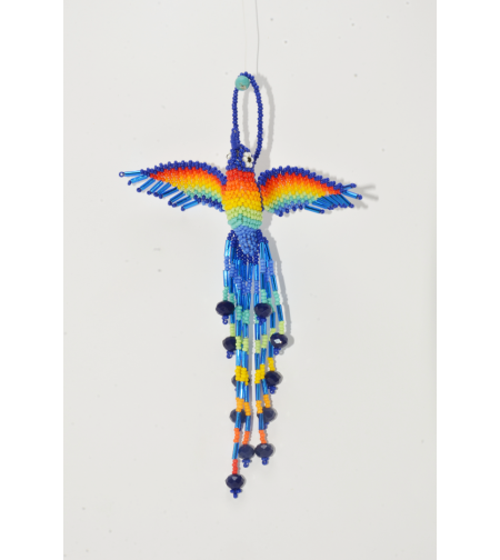 Beaded hummingbird-blue with rainbow