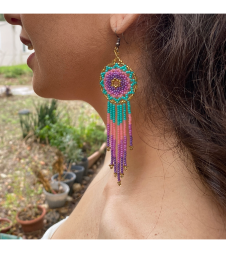 Mexican beaded earrings - lavender