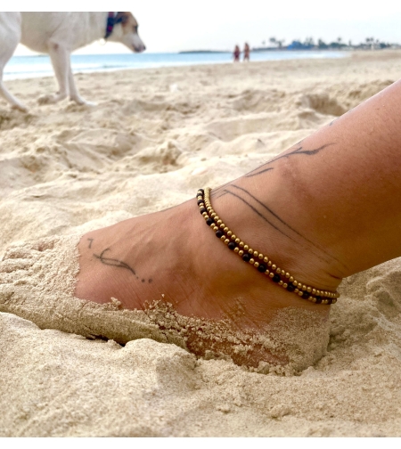 Double beaded anklet - black