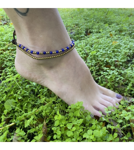 Double beaded anklet - purple