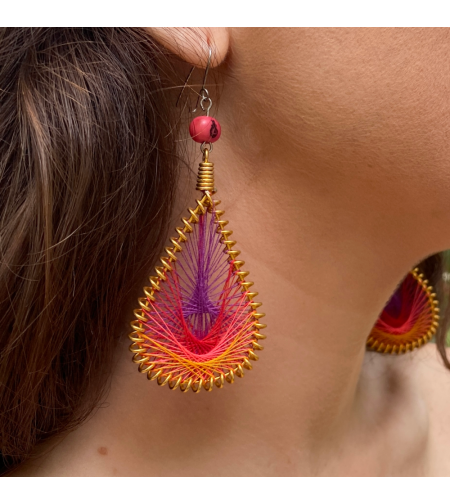 Colorful drop earrings - pink