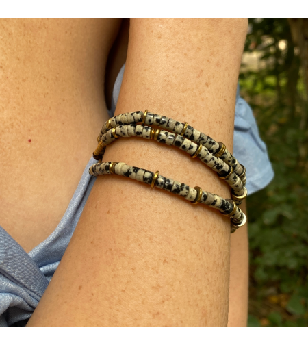 Hand bracelet with gemstones - Dalmatian stones