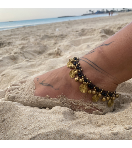 Macrame anklet with spirals