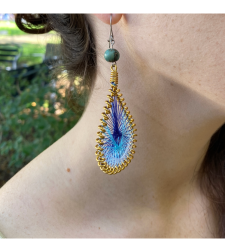 Colorful drop earrings - blue