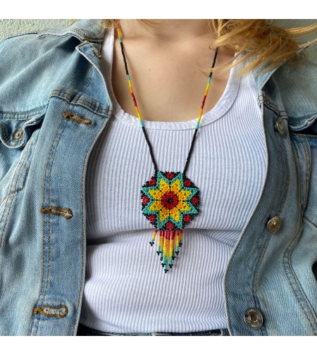 Mexican beaded necklace - peyote