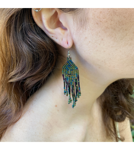 Mexican beaded earrings - lake