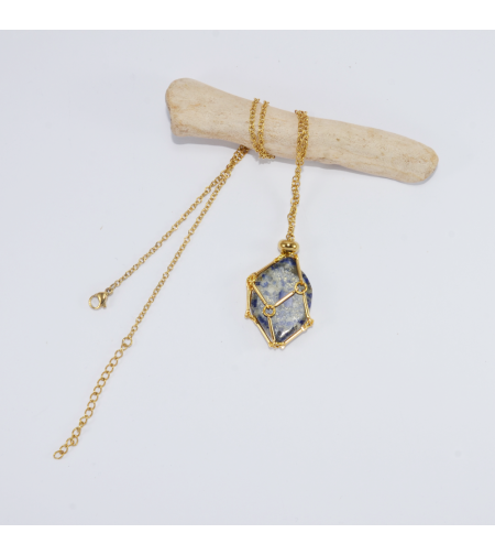 Gold-plated necklace with a gemstone pocket