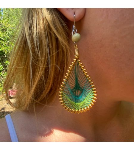 Colorful drop earrings - green