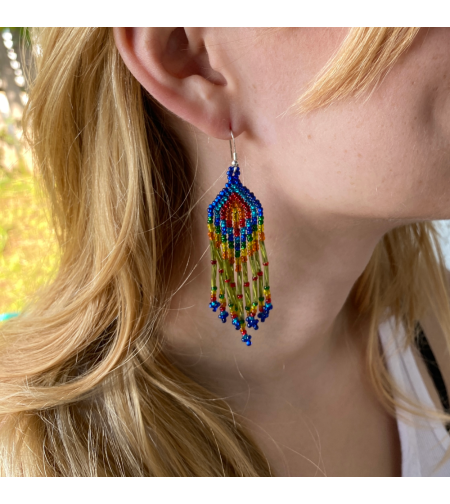 Mexican beaded earrings - rainbow