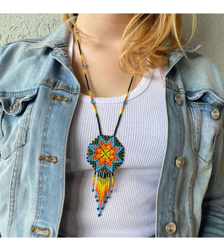 Mexican beaded earrings - sun