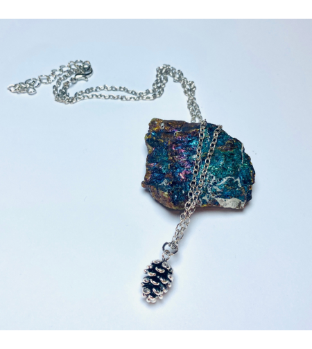 Necklace with a pine cone pendant - silver