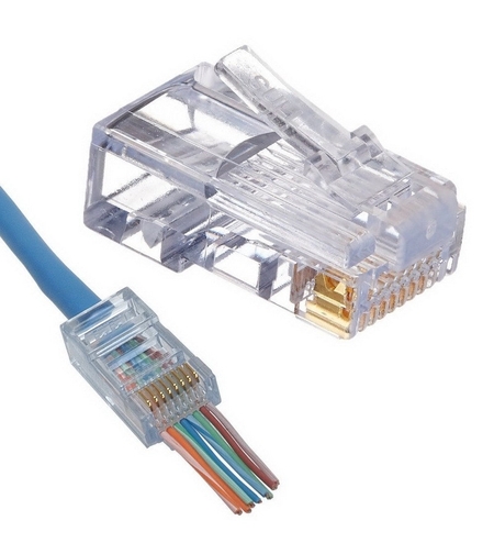 תקע RJ45 CAT6 לא מסוכך דגם PASS-THROUGH לכבלי רשת