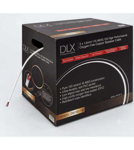 תוף כבל רמקול נחושת מלאה 2X16AWG מבית DLX