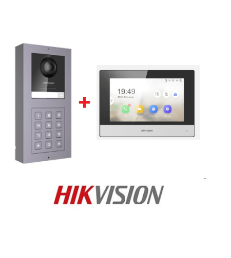 קיט אינטרקום IP משולב קודן ומצלמה + מסך מבית Hikvision
