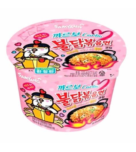 CARBO HOT CHICHKEN RAMEN BIG BOWL 105GR - אטריות ראמן להכנה מהירה בטעם עוף חריף קארבו 105 גרם