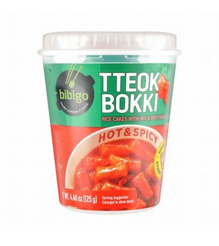 TTEOKBOKKI RICE CAKES WITH HOT AND SPICY SAUCE 125GR - תבשיל אצבעות אורז פיקנטי ברוטב להכנה מהירה 125 גרם