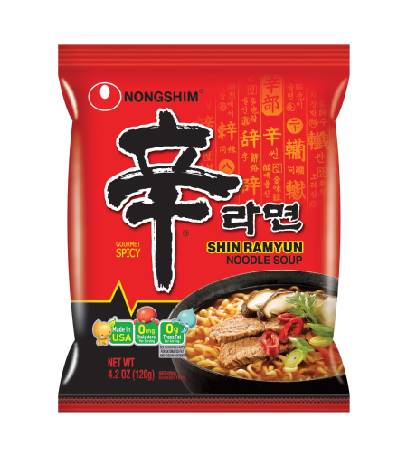 SHIN RAMYUN NOODLE 120GR - נודלס להכנה מהירה בטעם חריף 120 גרם