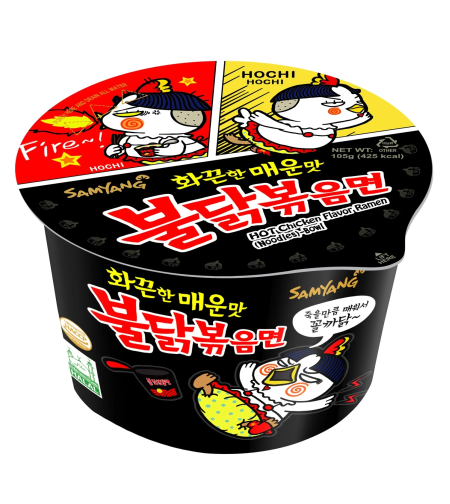 HOT CHICKEN RAMEN BIG BOWL 105GR - אטריות להכנה מהירה בטעם עוף חריף 105 גרם