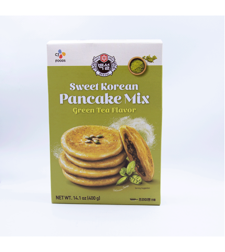 KOREAN SWEET PANCAKE MIX GREEN TEA FLAVOR 400GR - תערובת לפנקייק קוריאני מתוק בטעם תה ירוק 400 גרם
