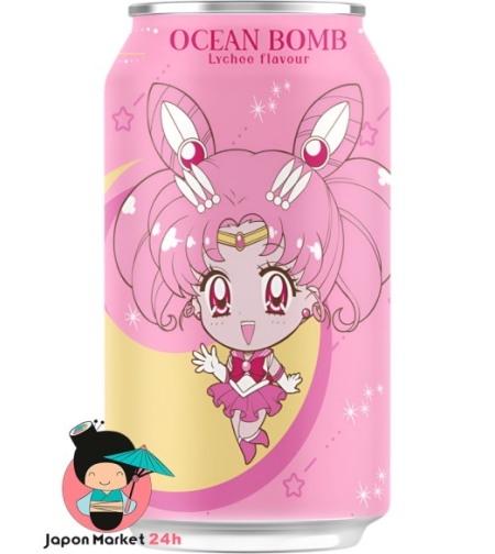 OCEAN BOMB SPARKLING WATER LYCHEE FLAVOR 330ML - משקה מוגז בטעם ליצ'י 330 מ