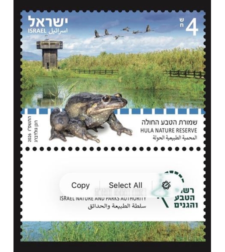 גיליון בולים שמורת הטבע החולה