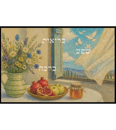 גלויית שנה טובה מרגשת הכוללת ברכה אישית וברכות של בריאות, שפע וברכה.