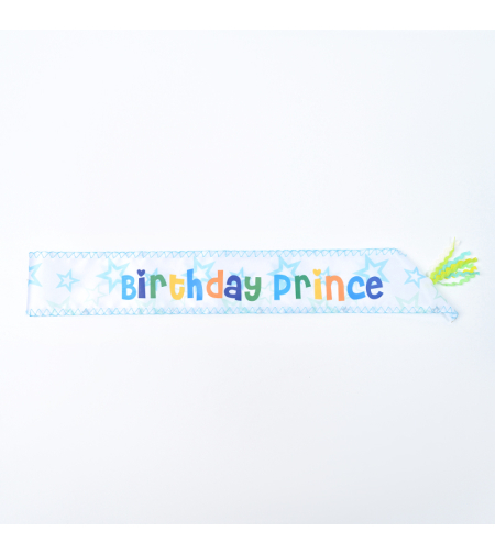 Birthday prince sash - colorful, English text