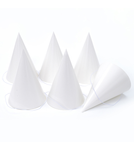 Plain paper hat - white, 6 units