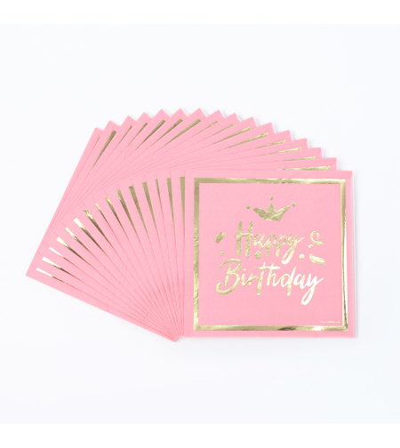 Happy Birthday Pink Napkins 16pcs